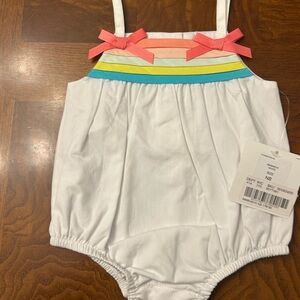 NWT- Starting Out White One Piece with Pink and Blue Accents